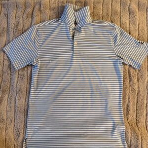 Peter Millar Blue and White Striped Polo